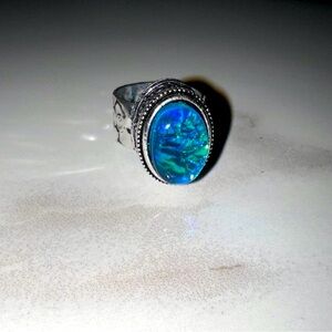 Sterling silver Kyocera stone ring 926 size 5.5